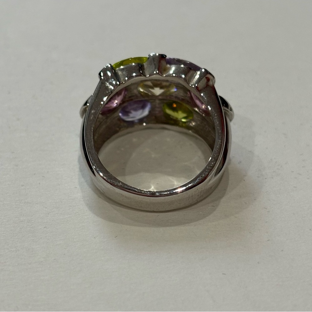 SUZANNE SOMERS Vintage 925 Sterling Silver CZ Stimulated Gemstone Ring - Size 7 - Picture 4 of 7